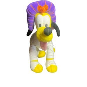 Disney Parks Pluto Mummy Plush Toy White Happy Halloween Exclusive 13"